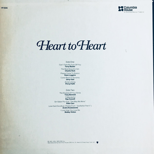 Various - Heart To Heart | Columbia House (1P 6325) - 2