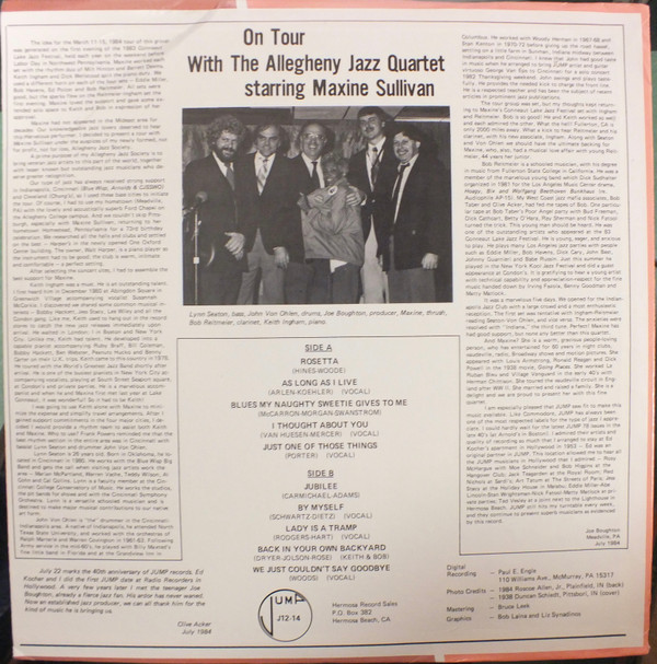 On Tour With The Allegheny Jazz Quartet Starring Maxine Sullivan
