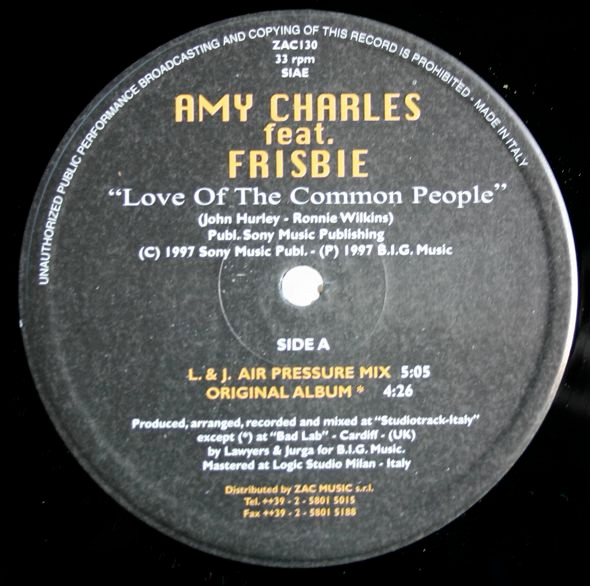 Amy Charles Featuring Frisbie - Love Of The Common People | ZAC Records (ZAC 130) - 3 Amy Charles Featuring Frisbie - Love Of The Common People | ZAC Records (ZAC 130) - 3