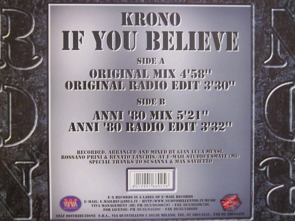 Krono - If You Believe | EX (E-X 10) - 2