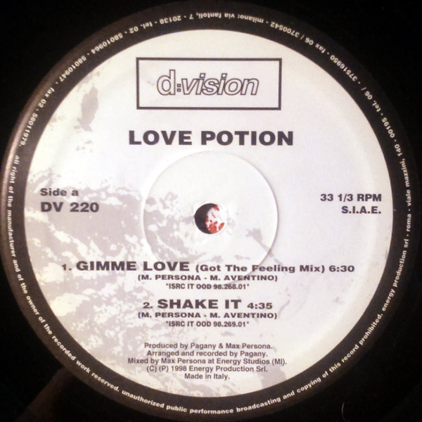 Love Potion - Gimme Love / Shake It | D:vision Records (DV 220) - 2