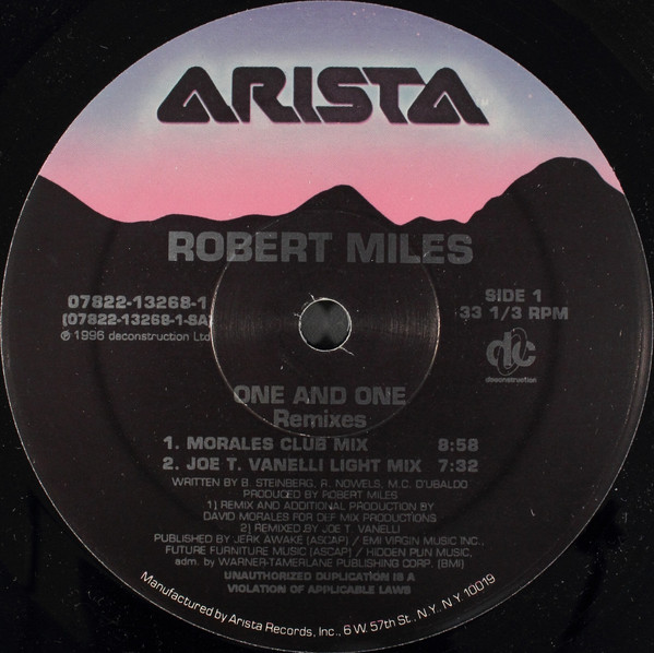Robert Miles - One And One (Remixes) | Arista (07822-13268-1) - 3