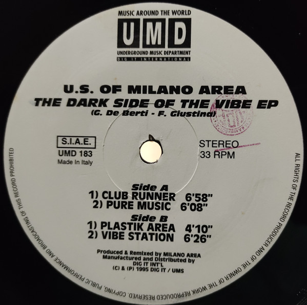 U.S. Of Milano Area - The Dark Side Of The Vibe EP | Underground Music Department (UMD) (UMD 183) - 4