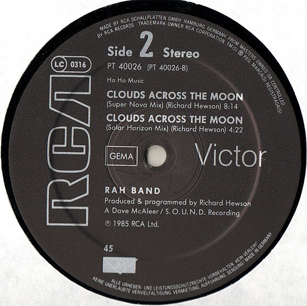 RAH Band - Clouds Across The Moon | RCA Victor (PT 40026) - 4