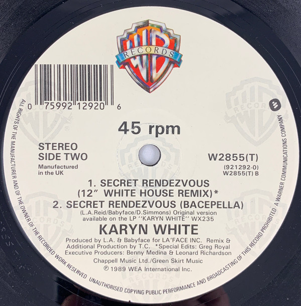 Karyn White - Secret Rendezvous | Warner Bros. Records (W2855T) - 3 Karyn White - Secret Rendezvous | Warner Bros. Records (W2855T) - 3