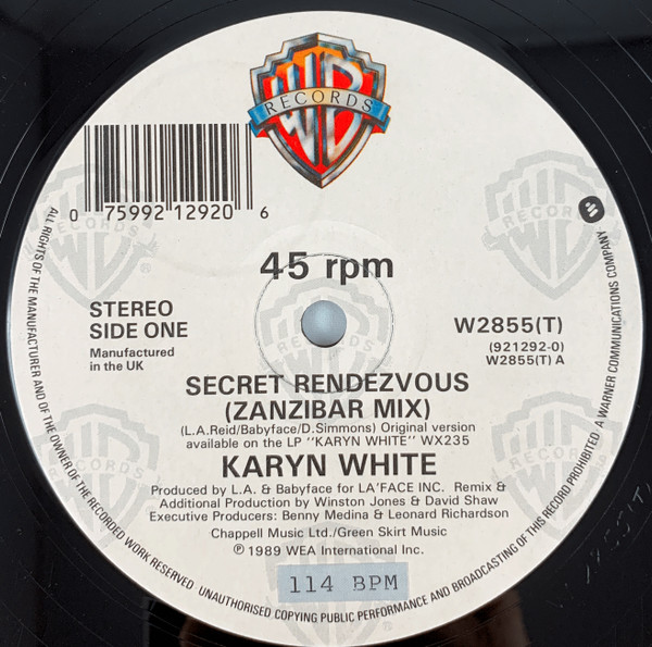 Karyn White - Secret Rendezvous | Warner Bros. Records (W2855T) - 4 Karyn White - Secret Rendezvous | Warner Bros. Records (W2855T) - 4