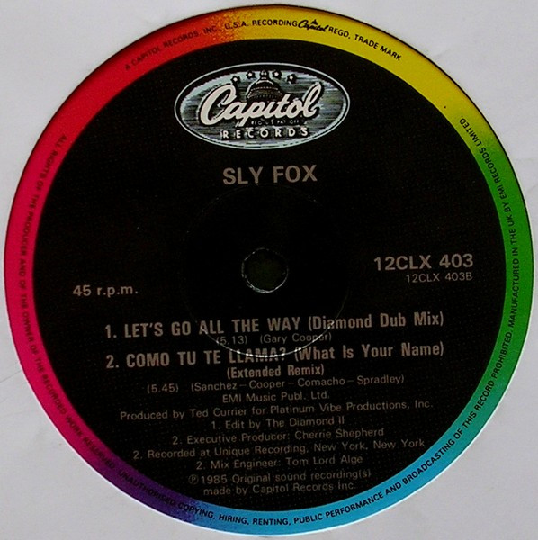 Sly Fox - Let's Go All The Way | Capitol Records (12CLX 403) - 4