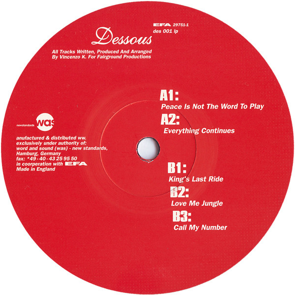 Vincenzo - 1-800-Vincenzo | Dessous Recordings (dessous lp01) - 4 Vincenzo - 1-800-Vincenzo | Dessous Recordings (dessous lp01) - 4