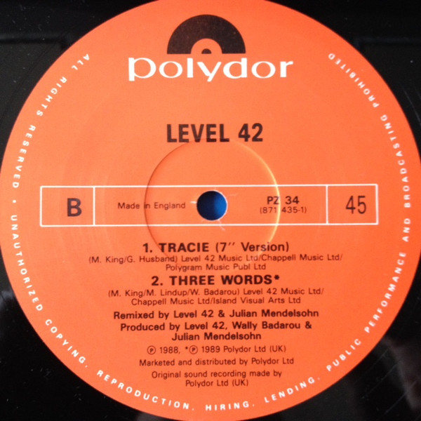 Level 42 - Tracie | Polydor (PZ 34) - 4