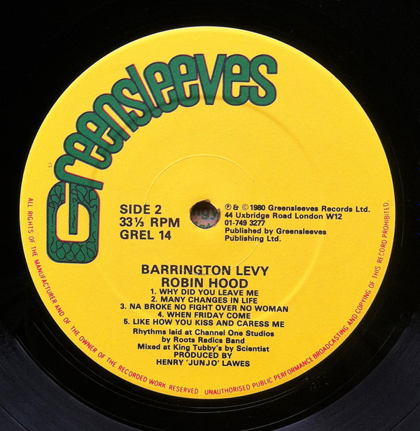 Barrington Levy - Robin Hood | Greensleeves Records (GREL 14) - 4