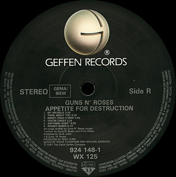 Guns N' Roses - Appetite For Destruction | Geffen Records (924 148-1) - 5