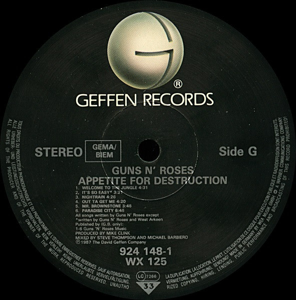 Guns N' Roses - Appetite For Destruction | Geffen Records (924 148-1) - 4