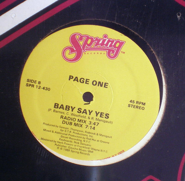 Page One - Baby Say Yes | Spring Records (SPR 12-430) - 2 Page One - Baby Say Yes | Spring Records (SPR 12-430) - 2