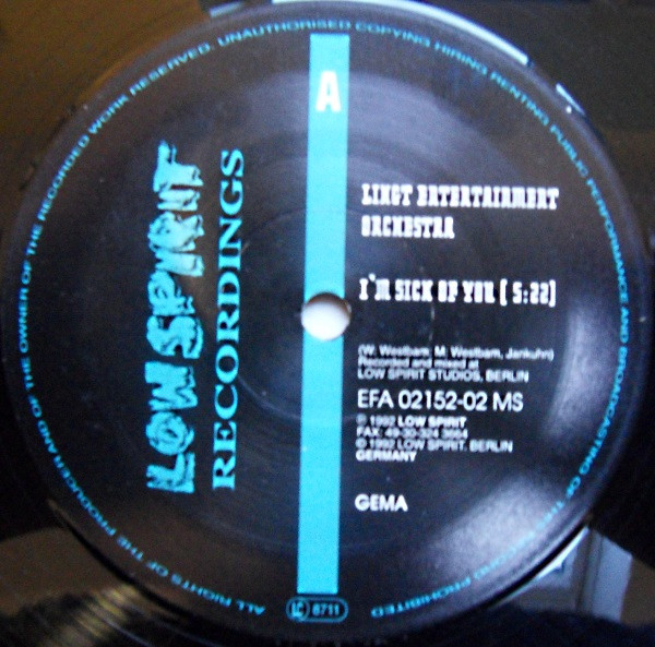 Light Entertainment Orchestra - I'm Sick Of You | Low Spirit Recordings (EFA 02152-02 MS) - main