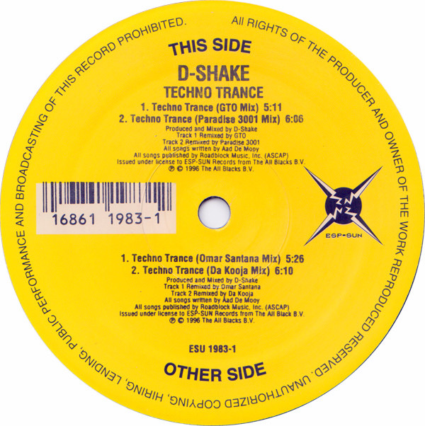 D-Shake - Techno Trance '96 | ESP-SUN Records (ESU 1983-1)