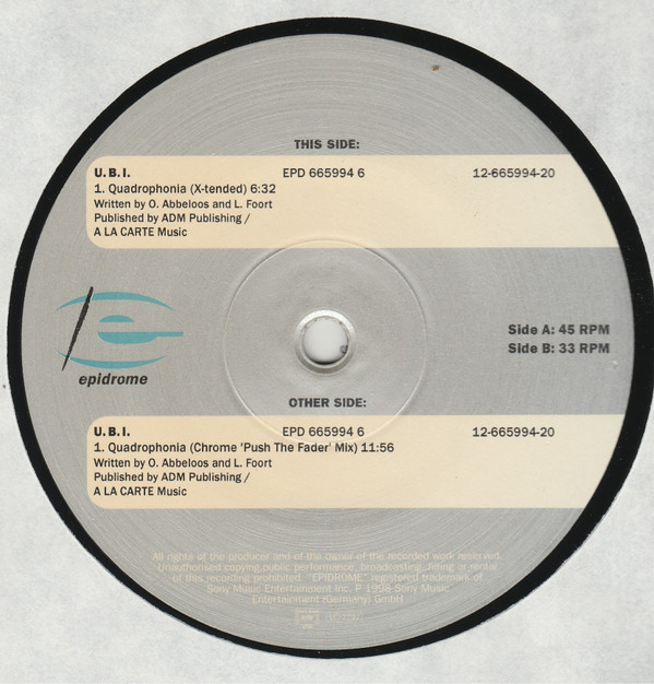 U.B.I. - Quadrophonia | Epidrome (EPD 665994 6) - 3