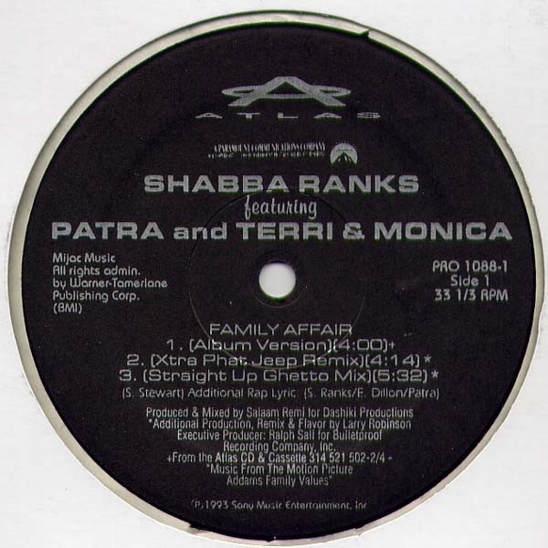 Shabba Ranks Featuring Patra And Terri & Monica - Family Affair | Atlas (PRO 1088-1) - main