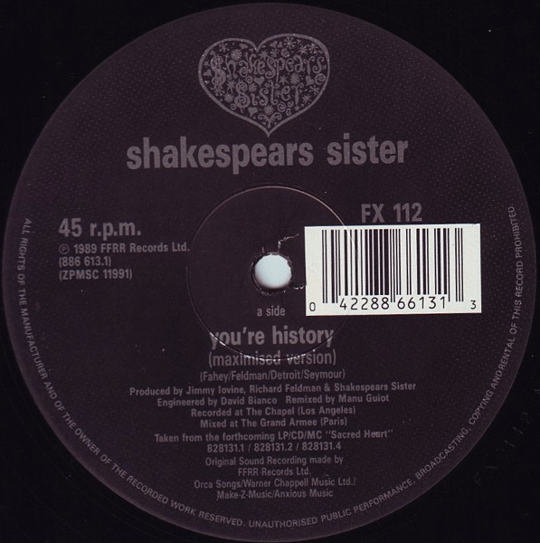 Shakespear's Sister - You're History | FFRR (FX 112) - 3