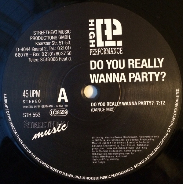 High Performance - Do You Really Wanna Party ? | Streetheat Music (STH 553) - 3 High Performance - Do You Really Wanna Party ? | Streetheat Music (STH 553) - 3