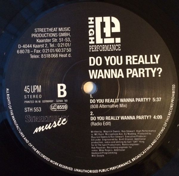 High Performance - Do You Really Wanna Party ? | Streetheat Music (STH 553) - 4 High Performance - Do You Really Wanna Party ? | Streetheat Music (STH 553) - 4