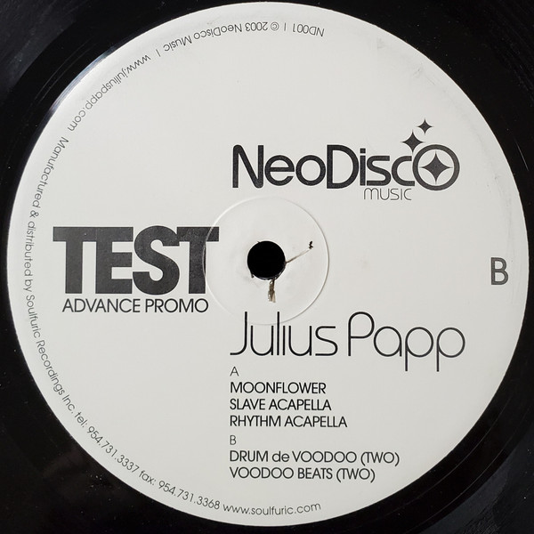 Julius Papp - Moonflower / Drum De Voodoo (Two) | NeoDisco Music (ND 001)