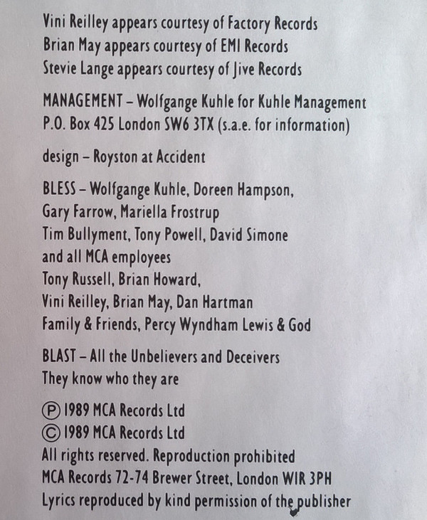 Holly Johnson - Blast | MCA Records (256 395-1) - 9