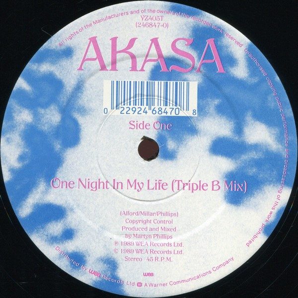 Akasa - One Night In My Life | WEA (YZ405T) - 3 Akasa - One Night In My Life | WEA (YZ405T) - 3