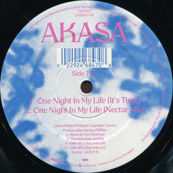 Akasa - One Night In My Life | WEA (YZ405T) - 4 Akasa - One Night In My Life | WEA (YZ405T) - 4