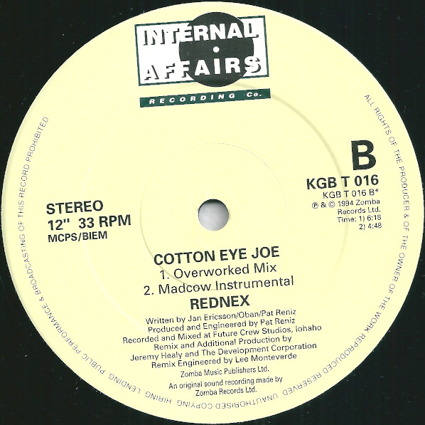 Rednex - Cotton Eye Joe | Internal Affairs Recording Co. (KGB T 016) - 4 Rednex - Cotton Eye Joe | Internal Affairs Recording Co. (KGB T 016) - 4