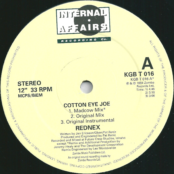 Rednex - Cotton Eye Joe | Internal Affairs Recording Co. (KGB T 016) - 3 Rednex - Cotton Eye Joe | Internal Affairs Recording Co. (KGB T 016) - 3
