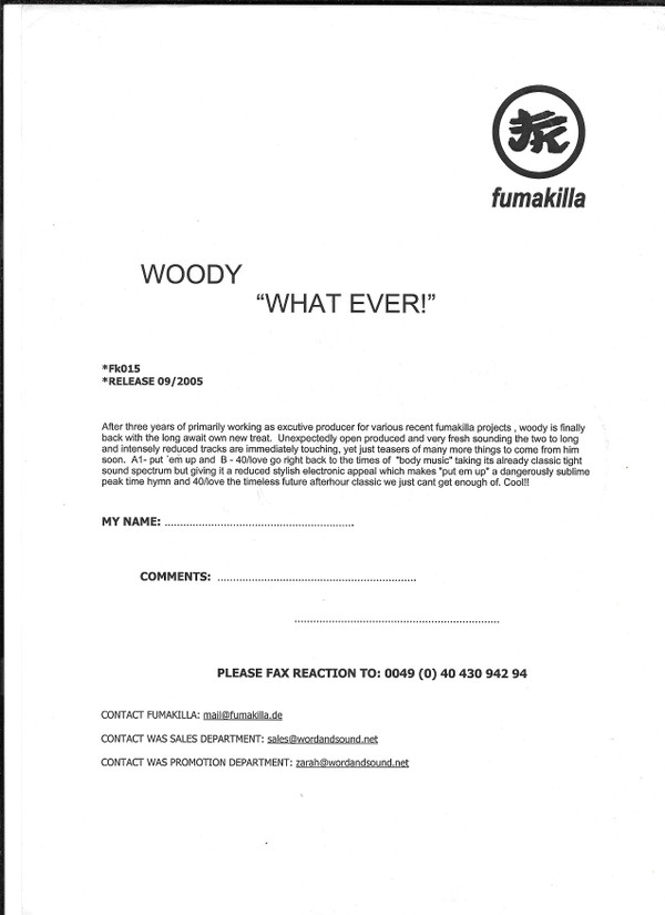 Woody - Whatever #1 | Fumakilla (fuma 15)