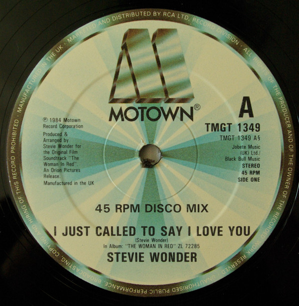 Stevie Wonder - I Just Called To Say I Love You | Motown (TMGT 1349) - main Stevie Wonder - I Just Called To Say I Love You | Motown (TMGT 1349) - main