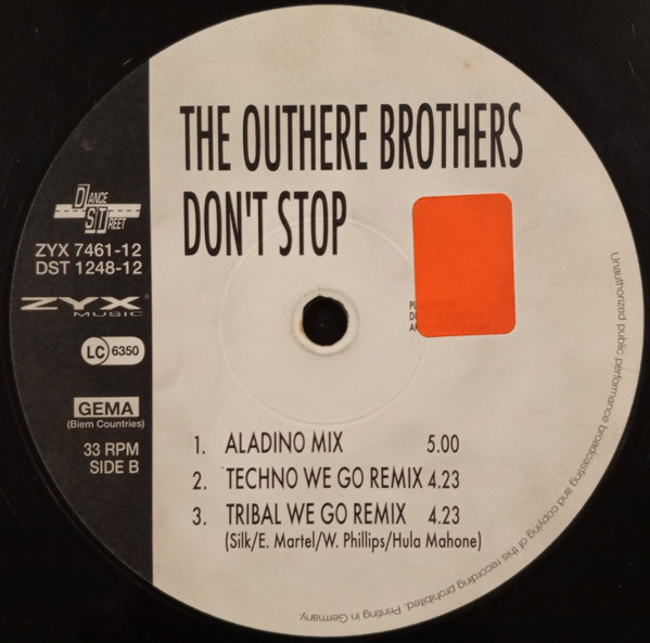 The Outhere Brothers - Don't Stop | Dance Street (DST 1248-12) - 4