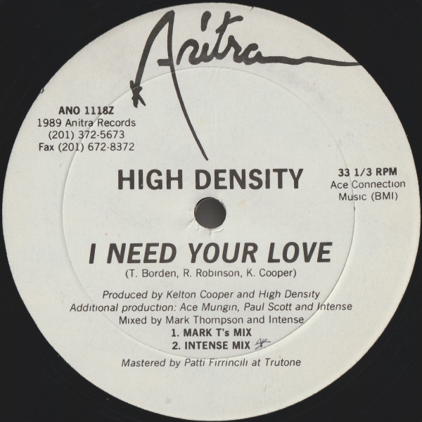 Intense  &  High Density - The Strength / I Need Your Love | Anitra Records (ANO 1118) - 2
