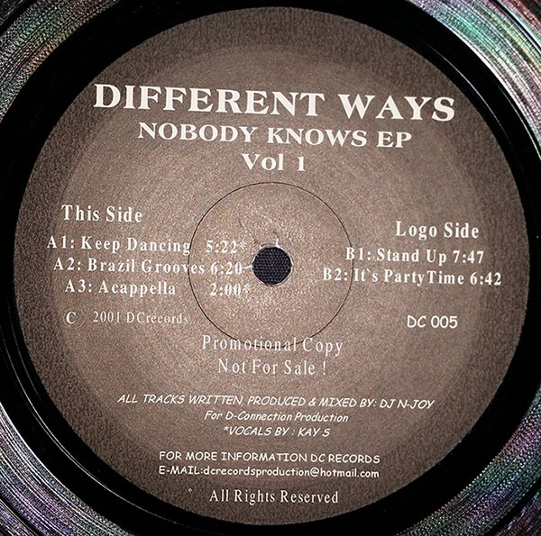 Different Ways - Nobody Knows EP | DC Records (DC 005) - 2 Different Ways - Nobody Knows EP | DC Records (DC 005) - 2