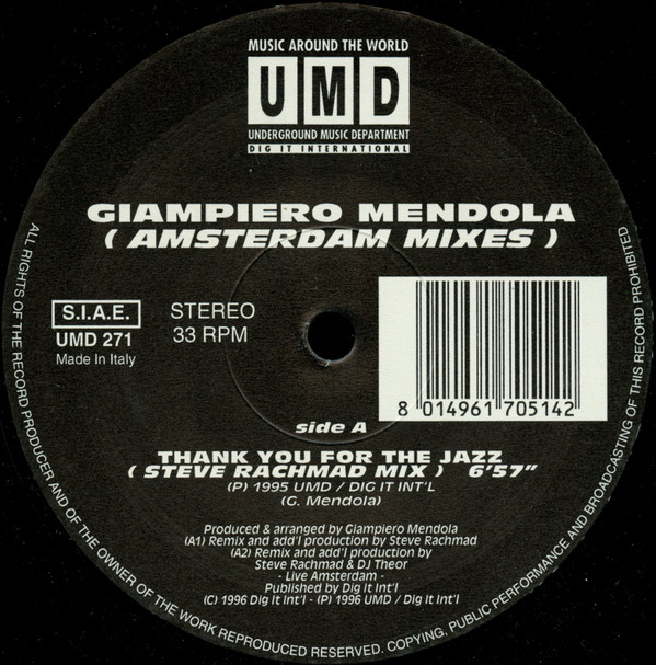 Giampiero Mendola - Amsterdam Mixes | Underground Music Department (UMD) (UMD 271) - 3