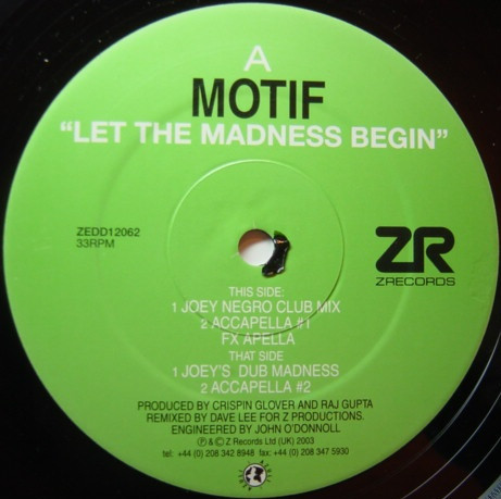 Motif - Let The Madness Begin (USED) | Z Records (ZEDD 12 062) - 3