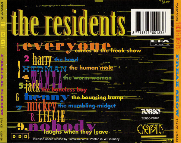 The Residents - Freak Show | Torso (TORSO CD183) - 2 The Residents - Freak Show | Torso (TORSO CD183) - 2