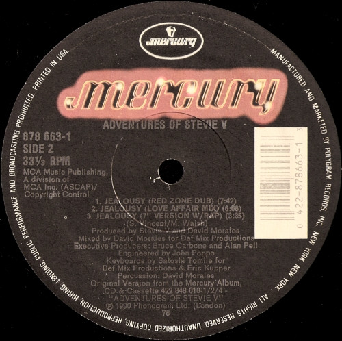 Adventures Of Stevie V. - Jealousy | Mercury (878 663-1) - 4 Adventures Of Stevie V. - Jealousy | Mercury (878 663-1) - 4