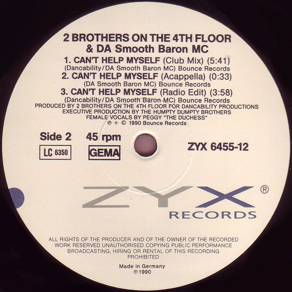 2 Brothers On The 4th Floor & Da Smooth Baron MC - Can't Help Myself (12") [Vinyl] | ZYX Records (ZYX 6455-12) - 4