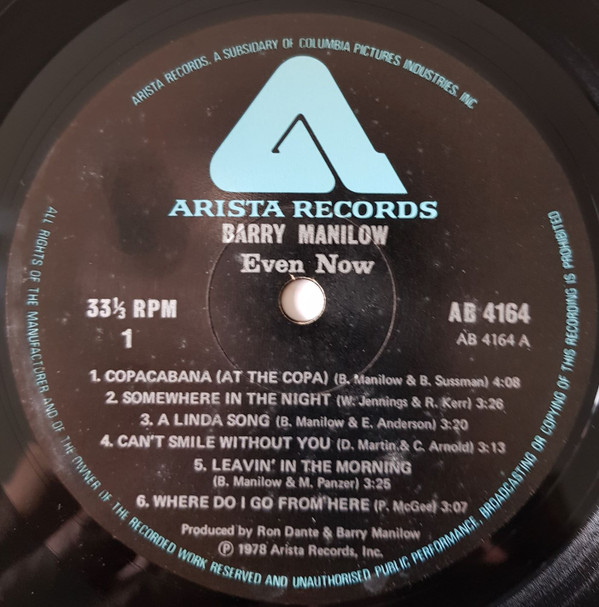Barry Manilow - Even Now | Arista (AB 4164) - 3