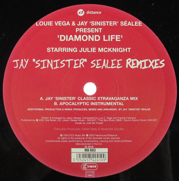Louie Vega & Jay "Sinister" Sealée Starring Julie McKnight - Diamond Life (Jay Sinister Sealee Remixes) | Distance (Di 2410) - main
