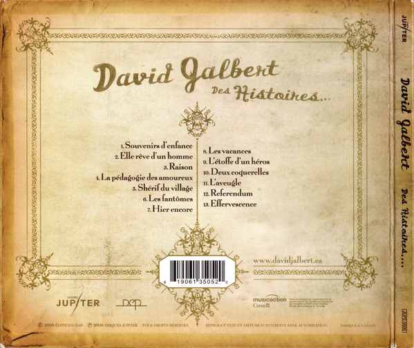 David Jalbert - Des Histoires... | Disques Jupiter (JUP2-3505) - 2 David Jalbert - Des Histoires... | Disques Jupiter (JUP2-3505) - 2