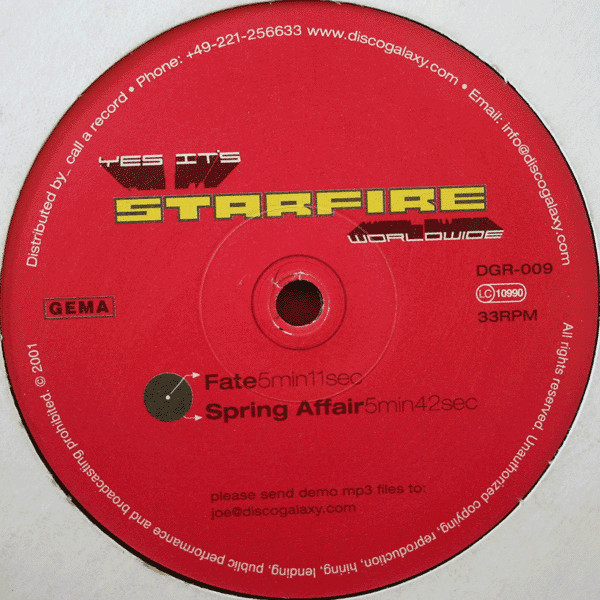 Starfire - Fate / Spring Affair | Disco Galaxy Recordings (DGR-009) - 2 Starfire - Fate / Spring Affair | Disco Galaxy Recordings (DGR-009) - 2