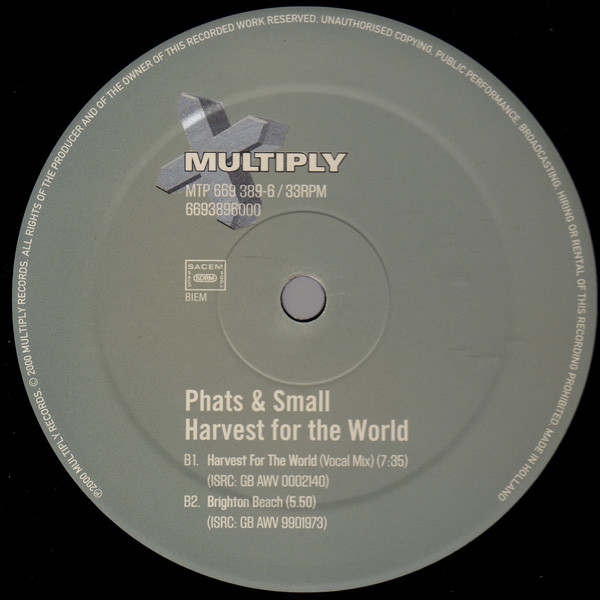Phats & Small - Harvest For The World / Brighton Beach | Multiply Records (MTP 669 389-6) - 4