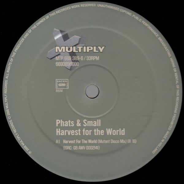 Phats & Small - Harvest For The World / Brighton Beach | Multiply Records (MTP 669 389-6) - 3