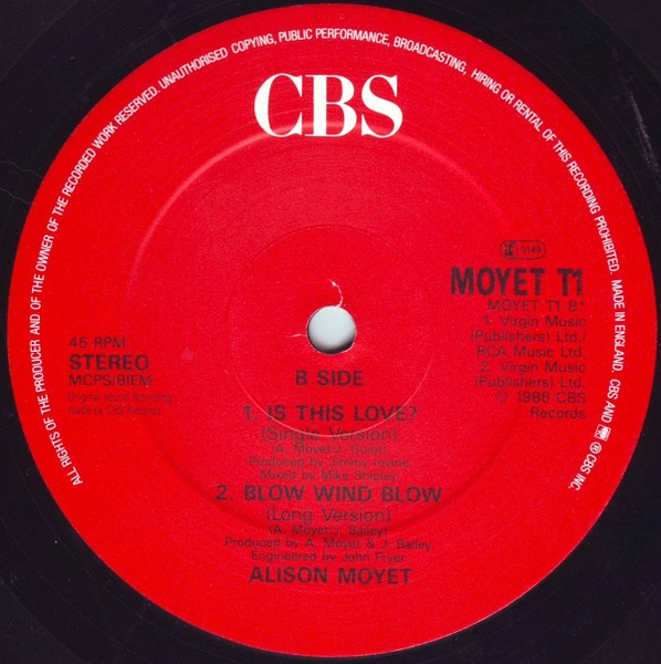 Alison Moyet - Is This Love? | CBS (MOYET T1) - 4