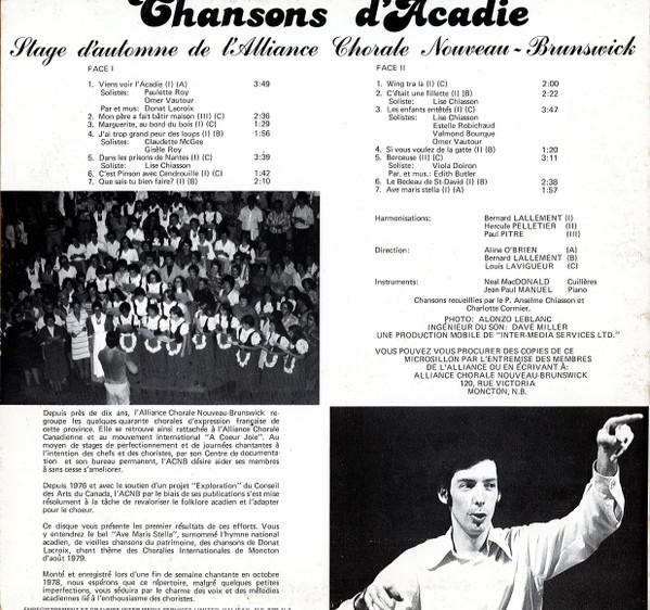 Alliance Chorale Nouveau Brunswick - Chansons D'Acadie | Inter-Media Services (IMS-WRC1-619) - 2 Alliance Chorale Nouveau Brunswick - Chansons D'Acadie | Inter-Media Services (IMS-WRC1-619) - 2