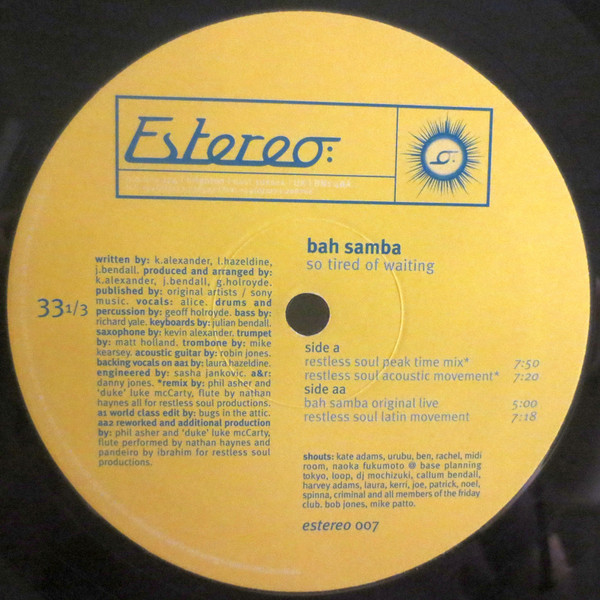 Bah Samba - So Tired Of Waiting | Estereo (estereo 007) - main