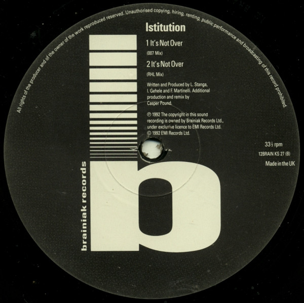 Istitution - It's Not Over | Brainiak Records (12BRAIN KS 27) - 2